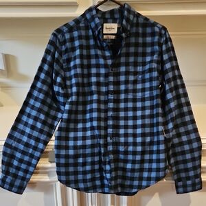 Goodfellow & Co Men's Black and Blue Plaid Shirt